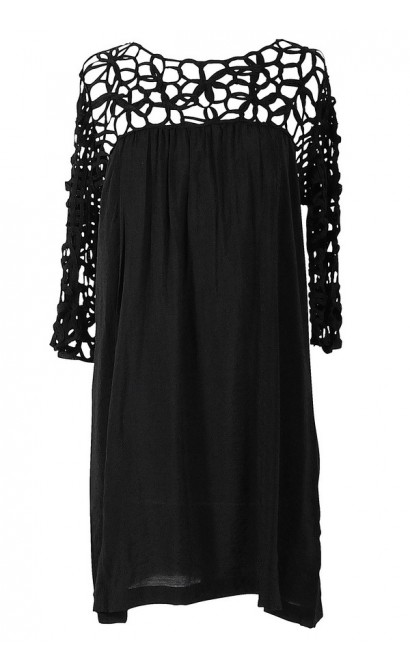 Macramé Maven Dress in Black